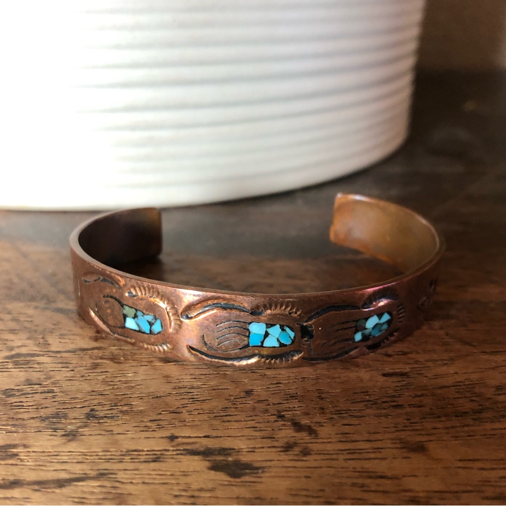 Vintage Navajo Turquoise Copper Cuff